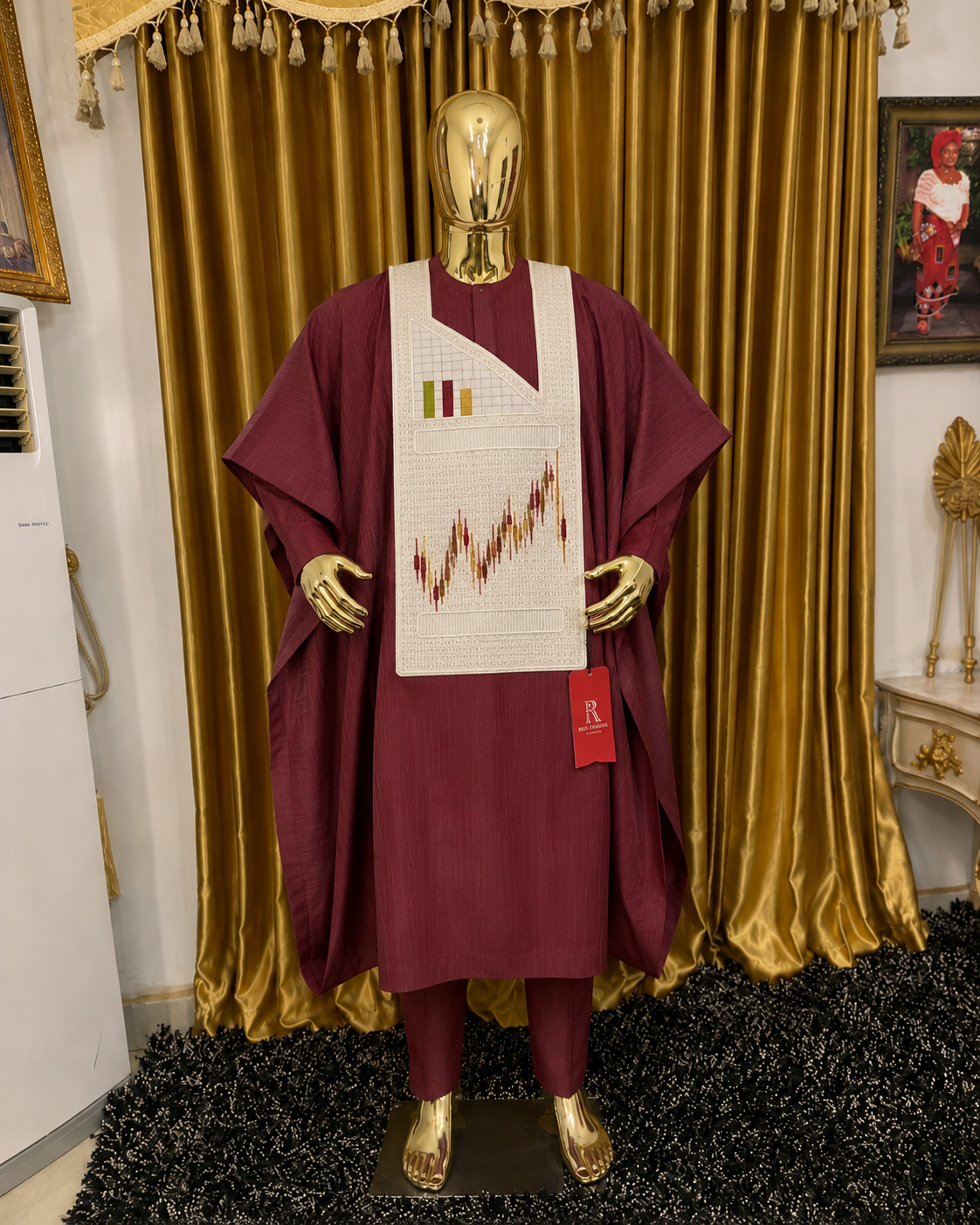 Red Fashion royal native evening outfit